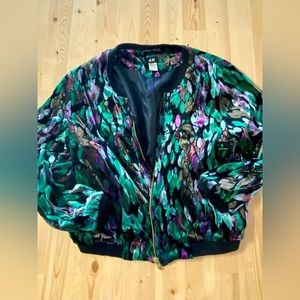 H&M velvet peacock bomber jacket (US 12)